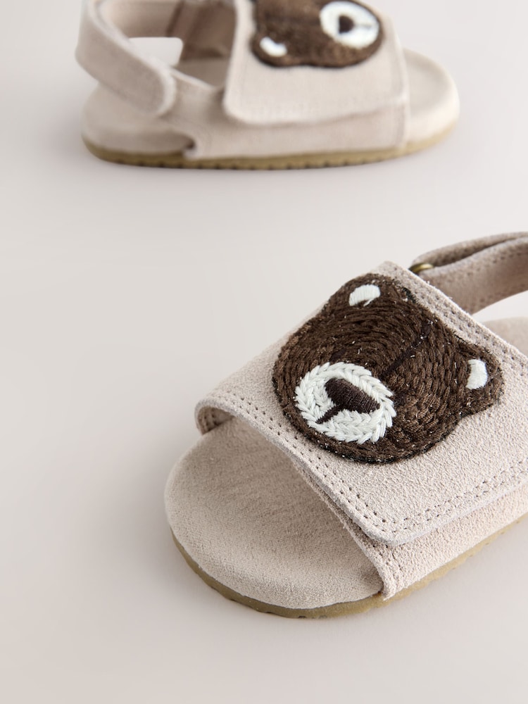 Бежевый с медведем - Сандалии на липучках для малышей (0-2мес.) - Изображение 5 5