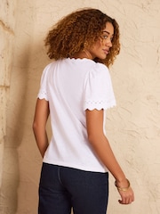 Love & Roses Ivory Scallop V-Neck T-Shirt - Image 4 of 4