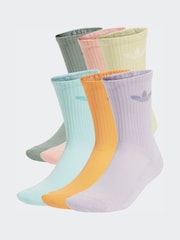 adidas Originals Silver/Pink Trefoil Crew Socks 6 Pack - Image 1 of 2