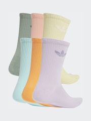 adidas Originals Silver/Pink Trefoil Crew Socks 6 Pack - Image 2 of 2