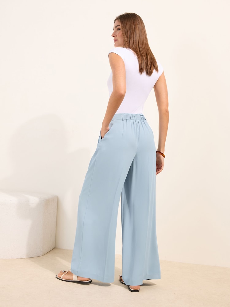 Bleu - Friends Like These Pantalons larges haut de gamme à taille ajustable - Image 5 de 5