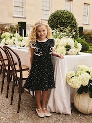 Black Spot Ruffle Sleeve Occasion Dress (3-16yrs) - Image 1 of 3