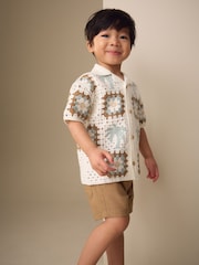 White Palms Crochet Knitted Short Sleeve Shirt (12mths-10yrs) - Image 2 of 4