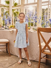 Blue Stripe Ruffle Sleeve Dress (3-16yrs) - Image 2 of 8