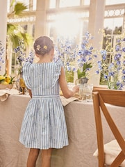 Blue Stripe Ruffle Sleeve Dress (3-16yrs) - Image 3 of 8