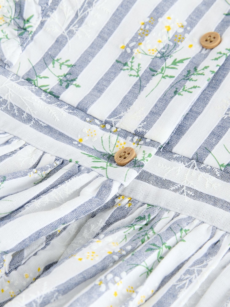 Blue Stripe Ruffle Sleeve Dress (3-16yrs) - Image 8 of 8