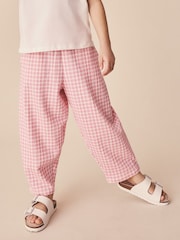 Gingham rose - Pantalon baril texturé (3-16ans) - Image 1 de 4