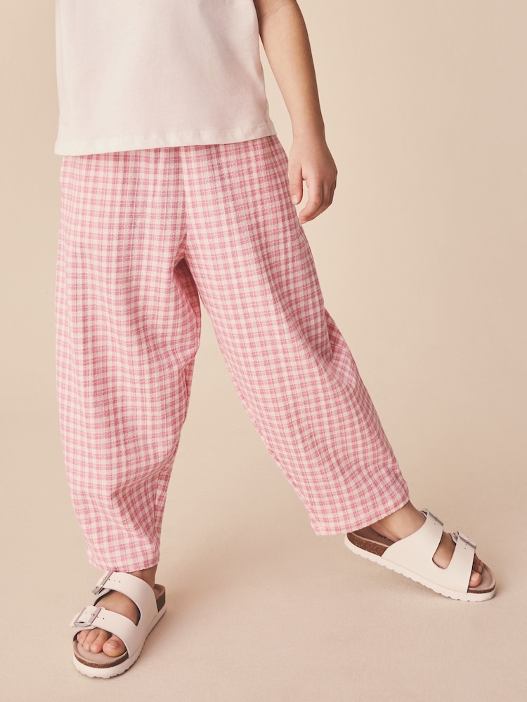 Gingham rose - Pantalon baril texturé (3-16ans) - Image 1 de 4