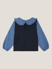 Monsoon Blue 2-In-1 Knitted Chambray Top - Image 3 of 4