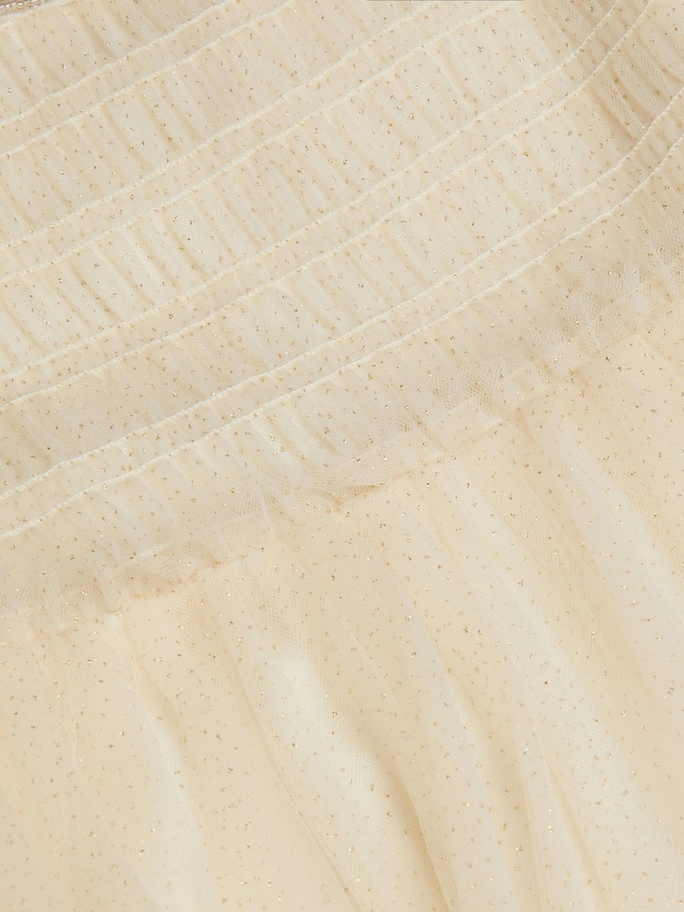 Monsoon Gold Natalie Puff Sleeve Shimmer Tulle Dress - Image 4 of 4 Monsoon Gold Natalie Puff Sleeve Shimmer Tulle Dress - Image 4 of 4