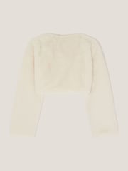 Monsoon Cream Marie Bow Faux Fur Shrug - Image 3 of 4
