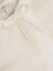 Monsoon Cream Marie Bow Faux Fur Shrug - Image 4 of 4