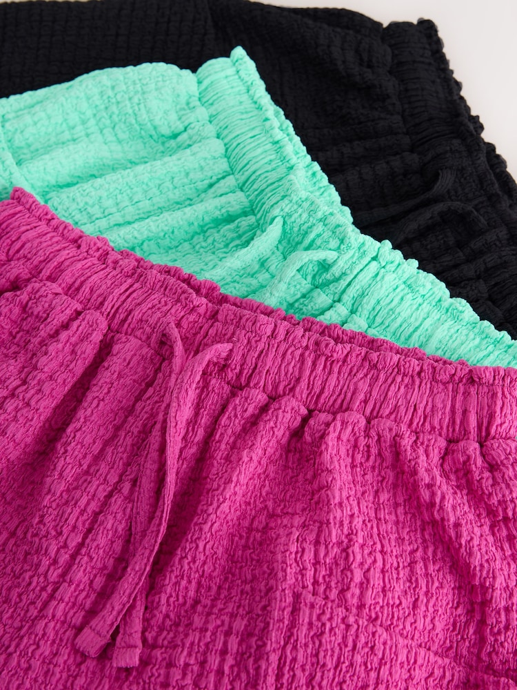Black/Pink/Green Crinkle Shorts 3 Pack (3-16yrs) - Image 7 of 7