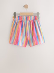 Multi Stripe/Flower Textured Scallop Trim Shorts 2 Pack (3-16yrs) - Image 3 of 6
