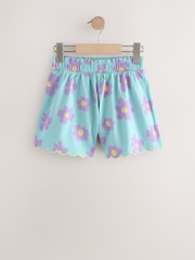 Multi Stripe/Flower Textured Scallop Trim Shorts 2 Pack (3-16yrs) - Image 4 of 6