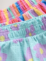 Multi Stripe/Flower Textured Scallop Trim Shorts 2 Pack (3-16yrs) - Image 5 of 6