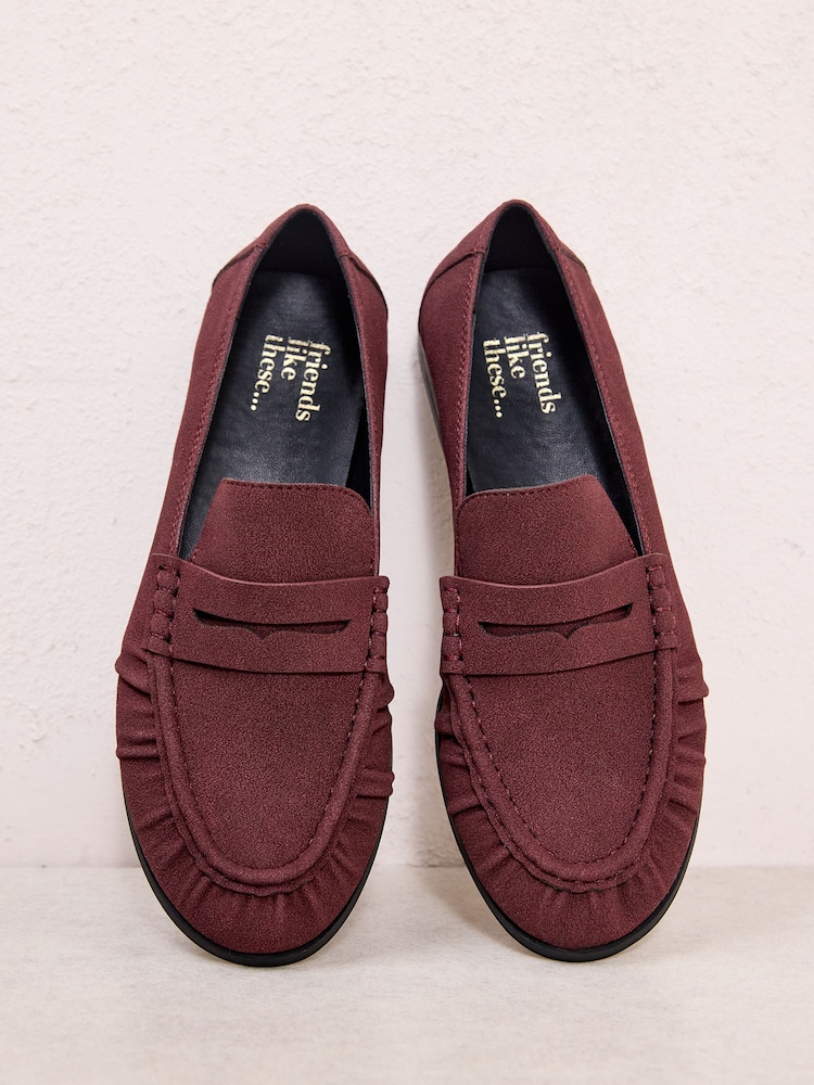Burgunderrot - Friends Like These Flache Komfort-Loafers mit Raffung - Bild 1 von 4
