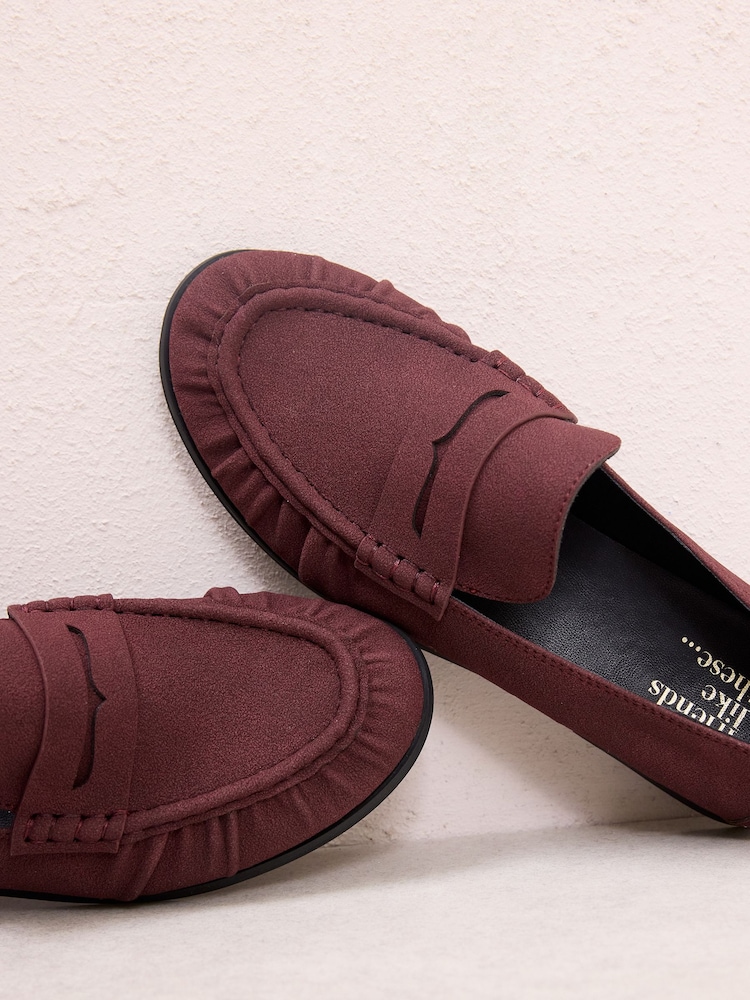 Burgunderrot - Friends Like These Flache Komfort-Loafers mit Raffung - Bild 2 von 4