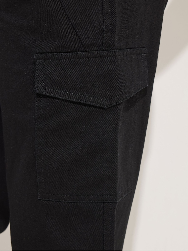 PixieGirl Petite Black Barrel Leg Cargo Trousers - Image 5 of 5