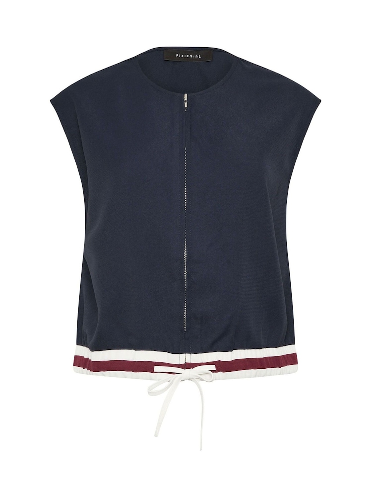 PixieGirl Petite Blue Contrast Hem Gilet - Image 2 of 2 PixieGirl Petite Blue Contrast Hem Gilet - Image 2 of 2