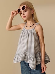 Blue Check Strappy Dippy Hem Blouse (3-16yrs) - Image 1 of 8