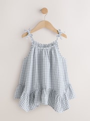 Blue Check Strappy Dippy Hem Blouse (3-16yrs) - Image 5 of 8