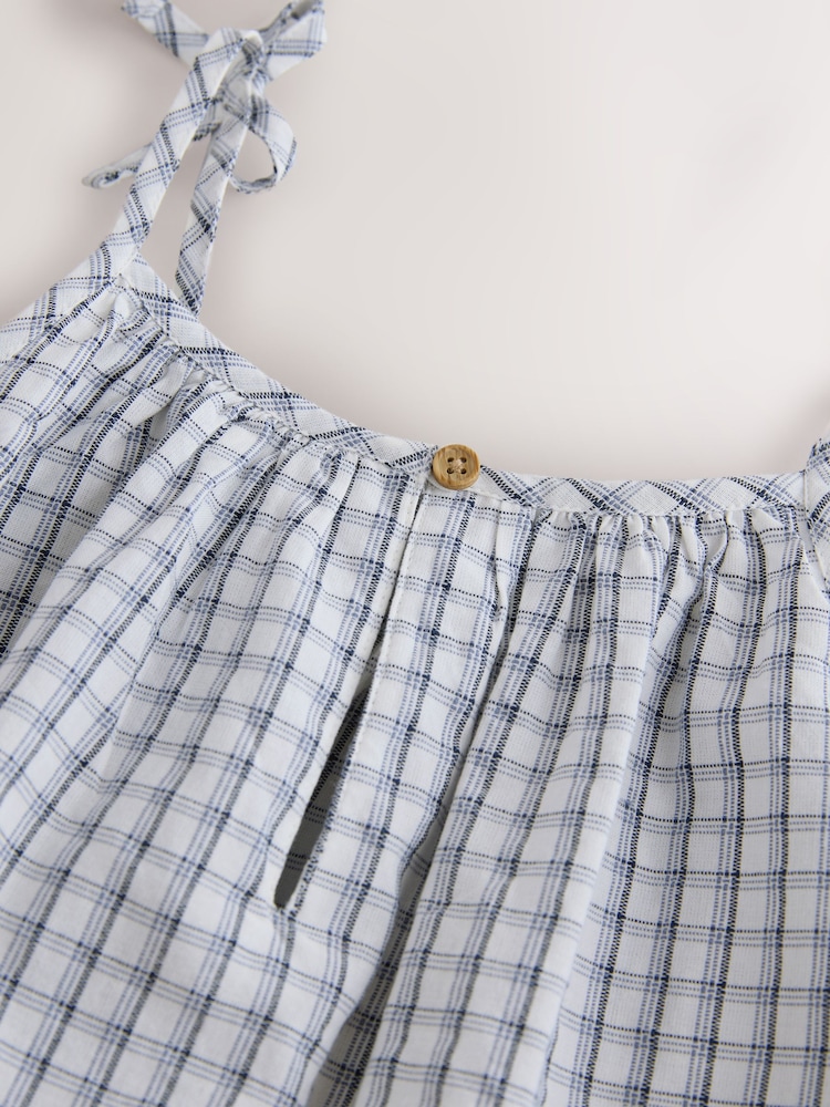 Blue Check Strappy Dippy Hem Blouse (3-16yrs) - Image 8 of 8