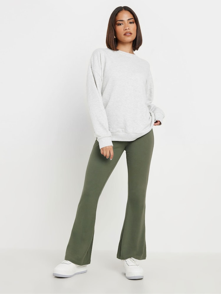 PixieGirl Petite Green Fold Over Waist Flared Leggings - Image 1 of 5 PixieGirl Petite Green Fold Over Waist Flared Leggings - Image 1 of 5