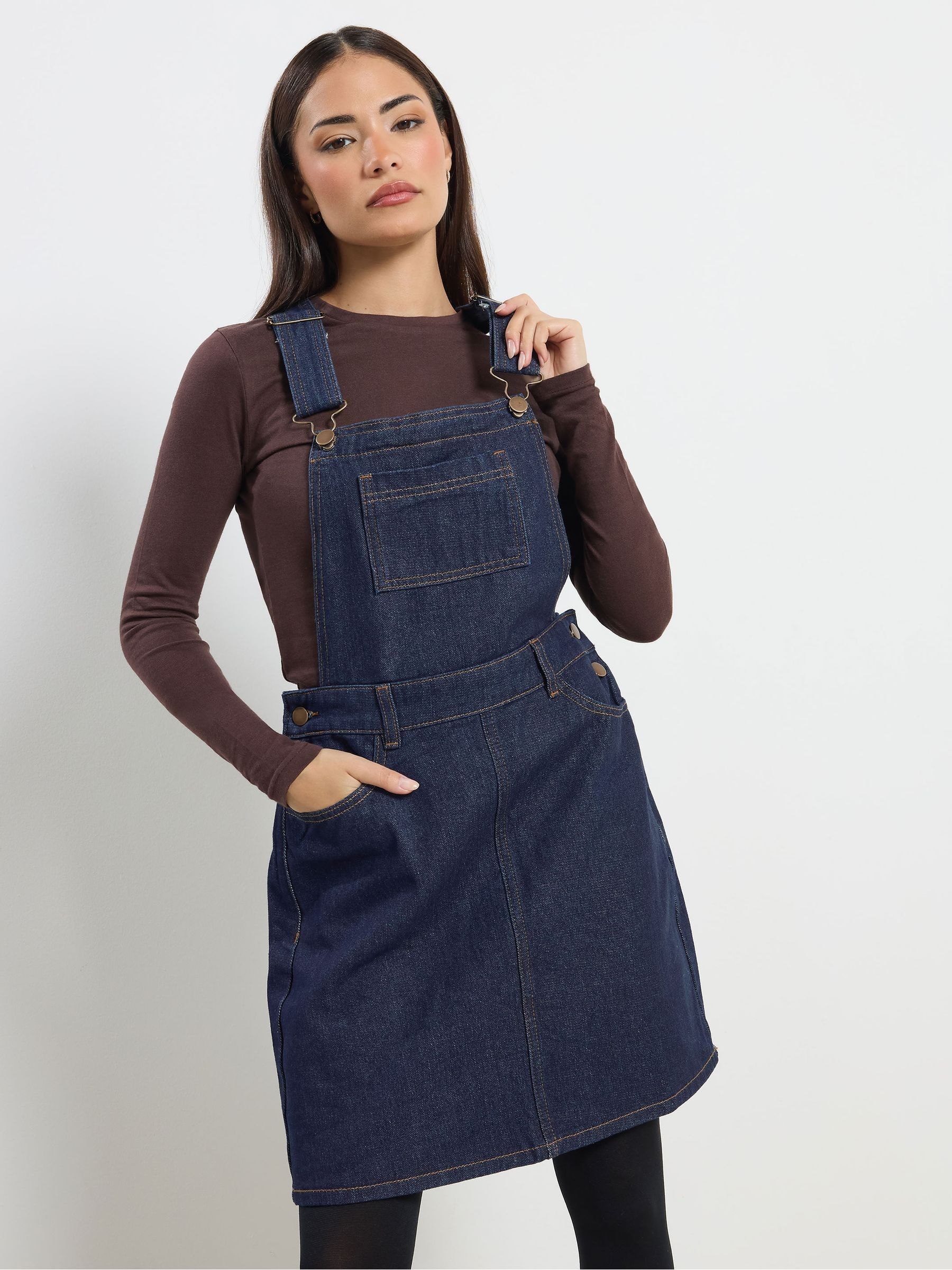 Buy PixieGirl Petite Blue Denim Dungaree Mini Dress from Next USA