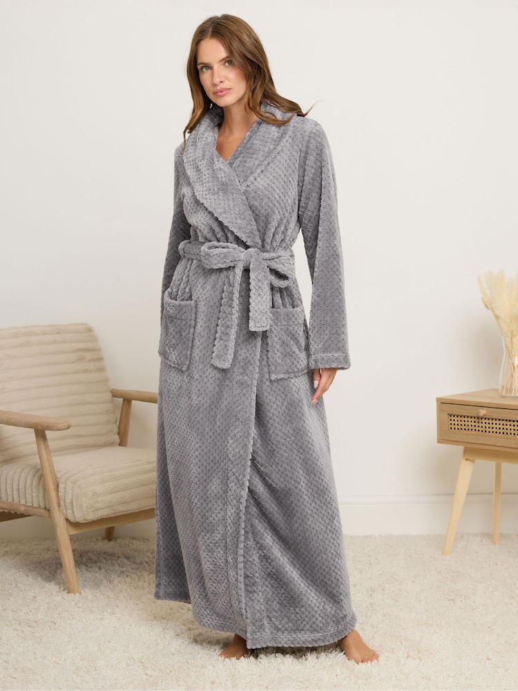 M&Co Grey Honeycomb Shawl Maxi Robe - Image 1 of 5