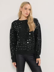 Long Tall Sally Black Disco Sequin Jumper - Image 1 of 5