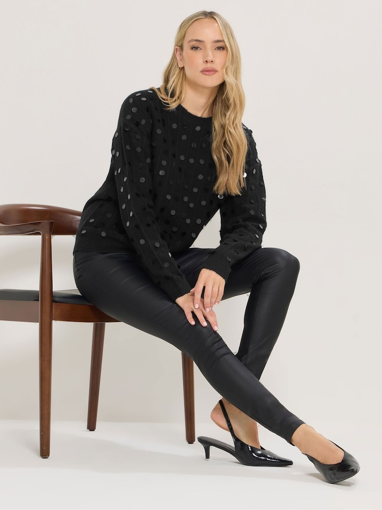 Long Tall Sally Black Disco Sequin Jumper - Image 2 of 5