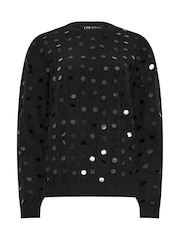 Long Tall Sally Black Disco Sequin Jumper - Image 5 of 5