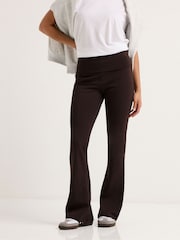 PixieGirl Petite Brown Fold Over Waist Flared Leggings - Image 2 of 6