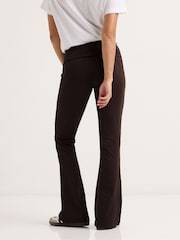 PixieGirl Petite Brown Fold Over Waist Flared Leggings - Image 3 of 6