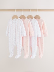 Pink Two Way Zip Baby Sleepsuit 4 Pack (0mths-2yrs) - Image 1 of 15