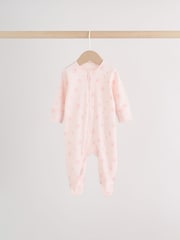 Pink Two Way Zip Baby Sleepsuit 4 Pack (0mths-2yrs) - Image 4 of 15