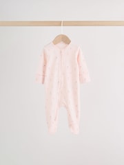 Pink Two Way Zip Baby Sleepsuit 4 Pack (0mths-2yrs) - Image 5 of 15