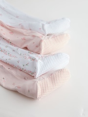 Pink Two Way Zip Baby Sleepsuit 4 Pack (0mths-2yrs) - Image 8 of 15