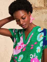 Grün Animal-Print - Love & Roses – T-Shirt aus Jersey mit geschlitztem Ausschnitt - Bild 2 von 4