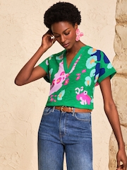 Grün Animal-Print - Love & Roses – T-Shirt aus Jersey mit geschlitztem Ausschnitt - Bild 4 von 4