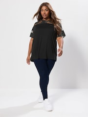 Yours Curve Black Floral Burnout Boxy Blouse - Image 2 of 4