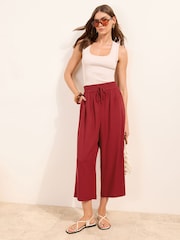 أحمر - Friends Like These Cropped Linen Trousers - Image 1 of 5