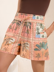 Friends Like These Light Pink Shirred High Waisted Shorts - Image 2 of 5