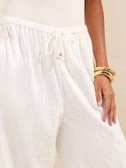 Friends Like These Ivory Petite Wide Leg Tie Waist Linen Trousers - Image 4 of 5