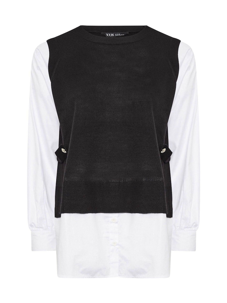 Yours Curve Black 2 in 1 Long Sleeve Shirt - Image 6 of 6 Yours Curve Black 2 in 1 Long Sleeve Shirt - Image 6 of 6