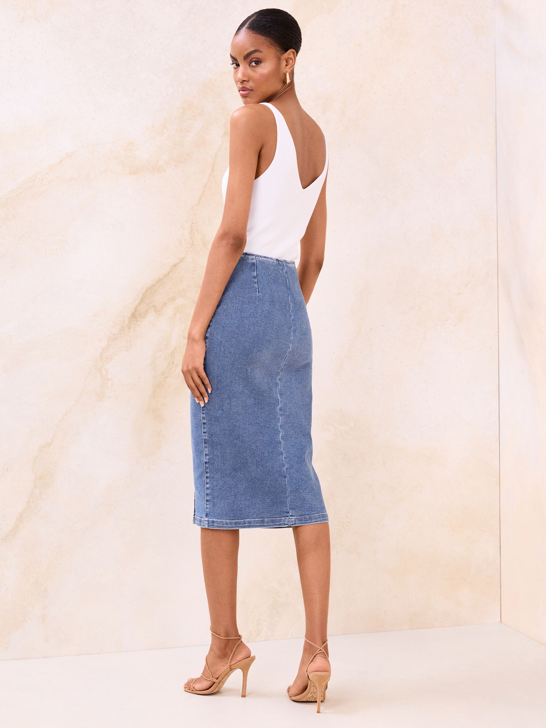 Buy Lipsy Mid Wash Blue Petite Denim Wrap Midi Skirt from Next USA