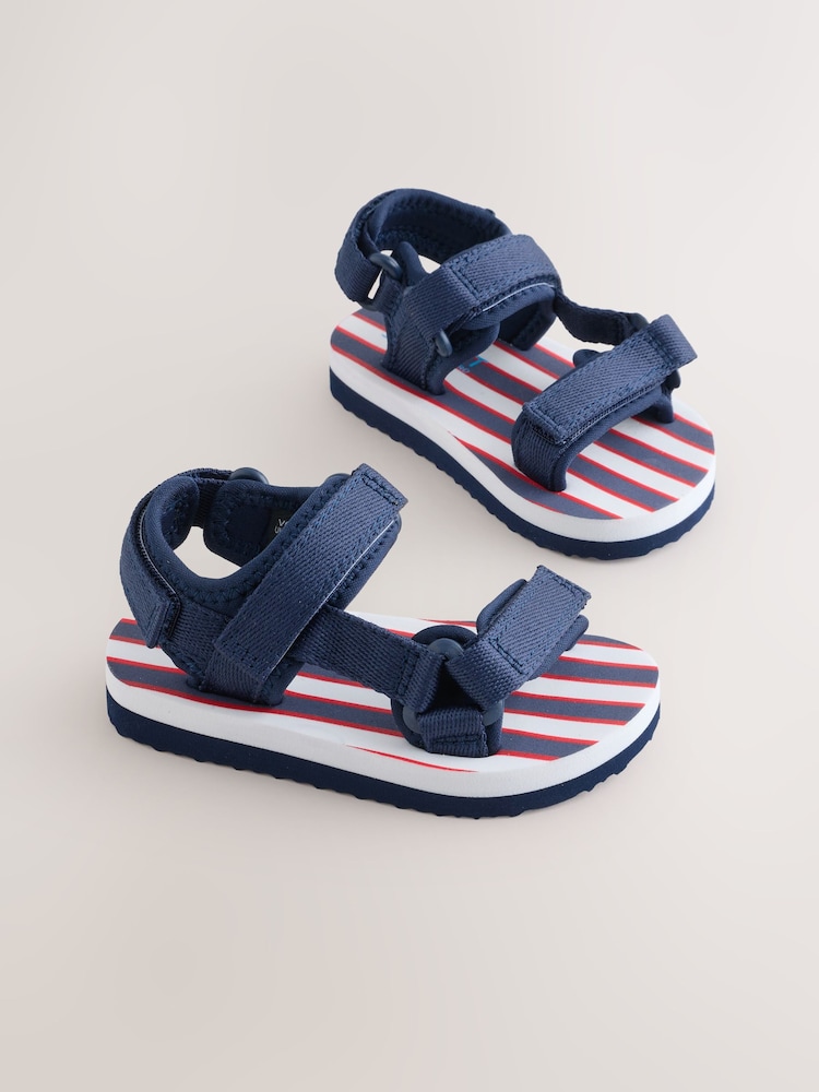 Navy Wide Fit (G) Touch Fastening Trekker Walking Sandals - Image 1 of 5