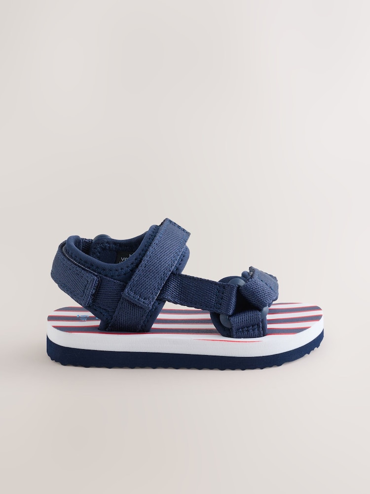 Navy Wide Fit (G) Touch Fastening Trekker Walking Sandals - Image 2 of 5