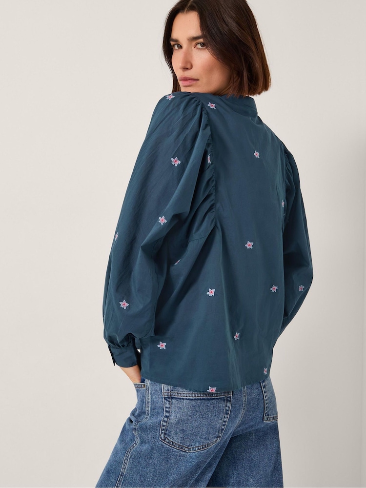 Monsoon Blue Bria Embroidered Blouson Blouse - Image 2 of 5 Monsoon Blue Bria Embroidered Blouson Blouse - Image 2 of 5